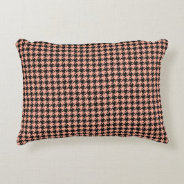 Classic Pepita Houndstooth Mönster Black Peach Prydnadskudde