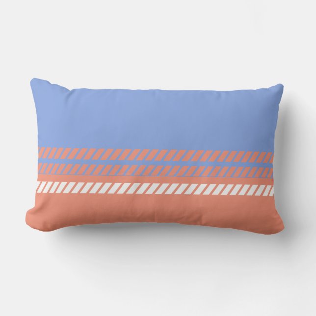 Classic Periwinkle and Coral with Stripes  Lumbarkudde (Framsida)