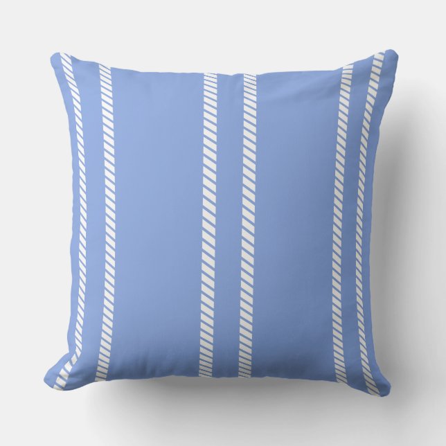 Classic Periwinkle Blue with Stripes Throw Pillow Kudde (Framsida)
