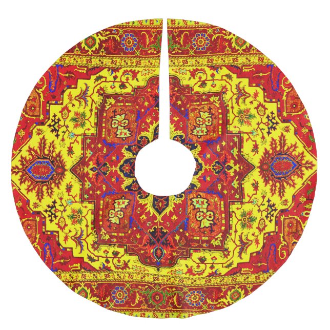 CLASSIC PERSIAN MATTA - Röd och Gult Julgransmatta Borstad Polyester (Framsidan)