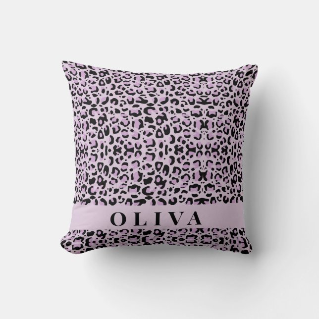 Classic Personalized Pink Leopard Print Kudde (Framsida)