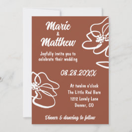 Classic Photo Burnt Orange Floral Wedding Inbjudningar