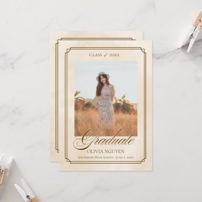 Classic Photo Graduation Announcement Invitation Inbjudningar (Fram/Back In Situ)