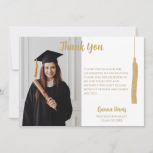Classic Photo Guld Tassel Studenten Tack Kort