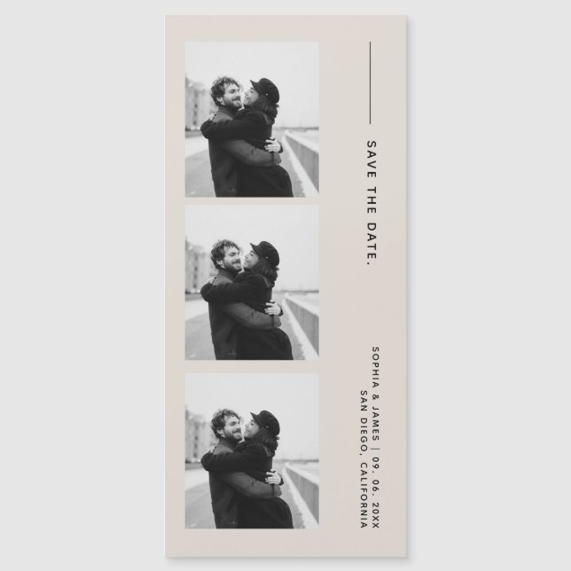 Classic Photo Strip Wedding Magnetic Save The Date (Framsida)