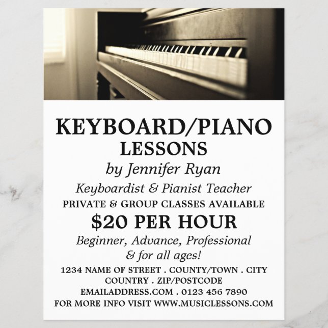 Classic Piano, Tangentbord, Piano Lessons Reklamblad (Framsidan)