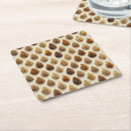 Classic Pinecone Winter Mönster Underlägg Papper Kvadrat