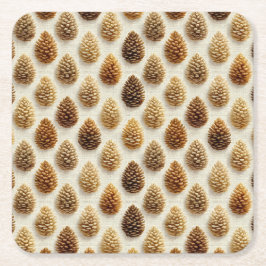 Classic Pinecone Winter Mönster Underlägg Papper Kvadrat