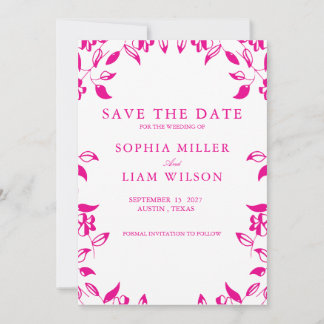 Classic Pink Floral Save the Date Invitation Inbjudningar