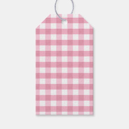 Classic Pink Gingham Patten Gift Tag Presentetikett