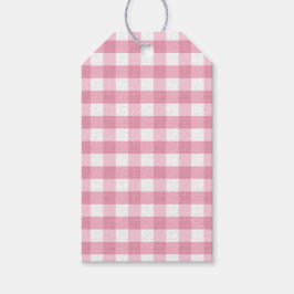 Classic Pink Gingham Patten Gift Tag Presentetikett