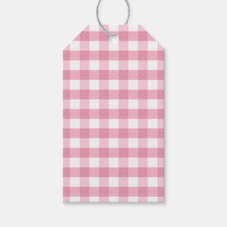Classic Pink Gingham Patten Gift Tag Presentetikett