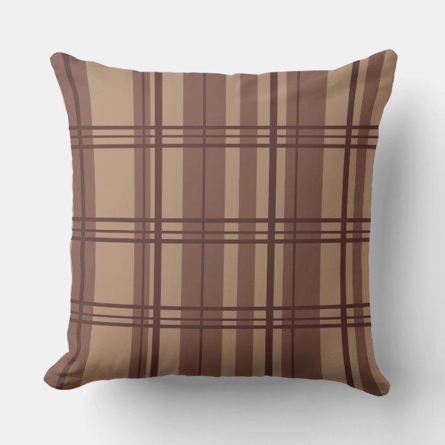 Classic Plaid Brown Shades Throw Pillow Kudde (Framsida)