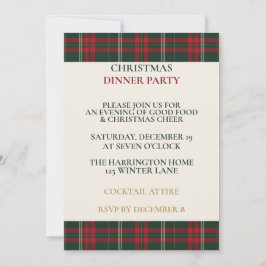Classic Plaid Elegant Christmas Dinner Party Invit Inbjudningar