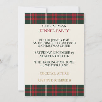 Classic Plaid Elegant Christmas Dinner Party Invit Inbjudningar