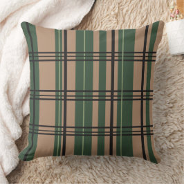 Classic Plaid Greens, Tan, Black Throw Pillow Kudde