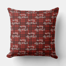Classic Plaid Merry Christmas Festive -  Kudde