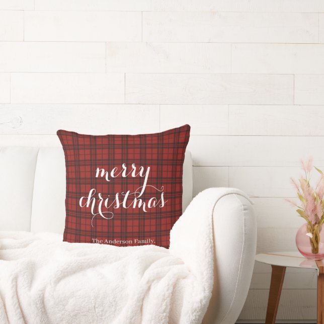 Classic Plaid Merry Christmas Festive -  Kudde (Soffa)