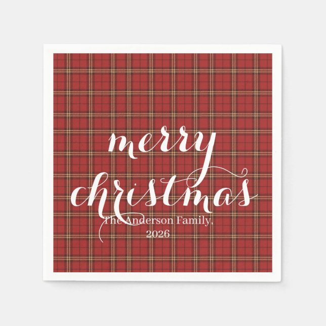 Classic Plaid Merry Christmas Festive -  Pappersservett (Framsidan)