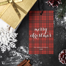 Classic Plaid Merry Christmas Festive - Presentetikett
