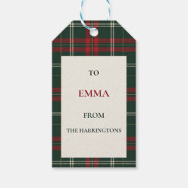 Classic Plaid Personalized Christmas Gift Tags Presentetikett