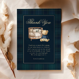 Classic Plaid Polo Teddy Bear Baby Shower Tack Kort