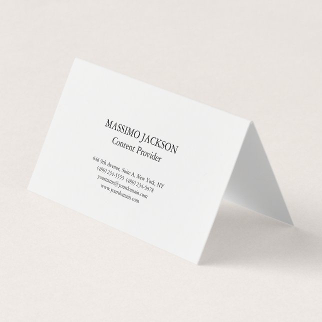 Classic Plain White Simple Professional Minimalist Visitkort (Framsida)
