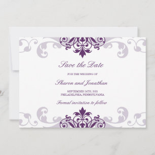 Classic Plum Lila Elegant Ironworks Bröllop Spara Datumet