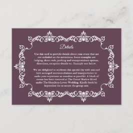Classic Plum Purple Ornately Framed Wedding Tilläggskort