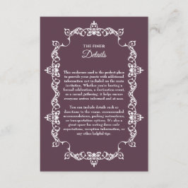 Classic Plum Purple Ornately Framed Wedding Tilläggskort