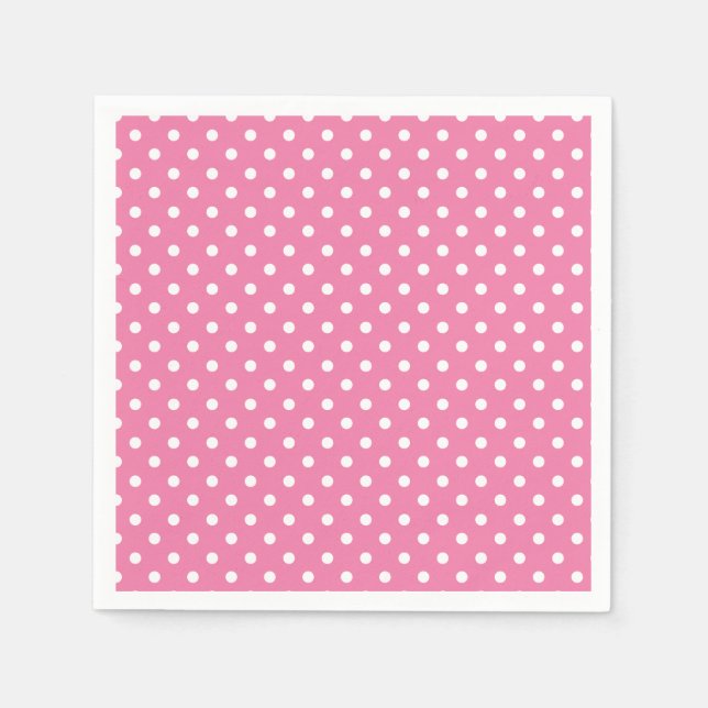 Classic Polka Dot White - Fuchsia Pink Pappersservett (Framsidan)