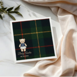 Classic Polo Teddy Bear Preppy Plaid Baby Shower  Pappersservett