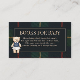 Classic Polo Teddy Bear Preppy Plaid Baby Shower Tilläggskort