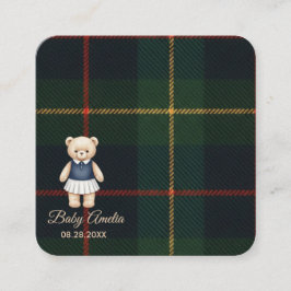 Classic Polo Teddy Bear Preppy Plaid Baby Shower  Tilläggskort