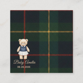 Classic Polo Teddy Bear Preppy Plaid Baby Shower  Tilläggskort