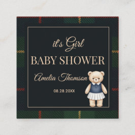 Classic Polo Teddy Bear Preppy Plaid Baby Shower  Tilläggskort