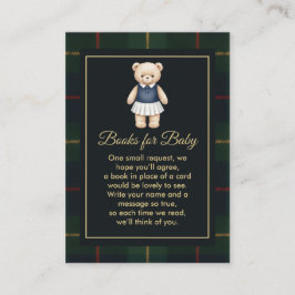 Classic Polo Teddy Bear Preppy Plaid Baby Shower  Tilläggskort
