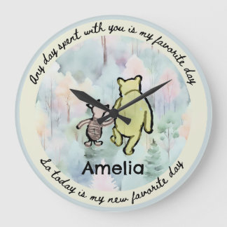 Classic Pooh Quote Pooh och Piglet Watercolor Larg Stor Klocka