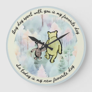 Classic Pooh Quote Pooh och Piglet Watercolor Stor Klocka