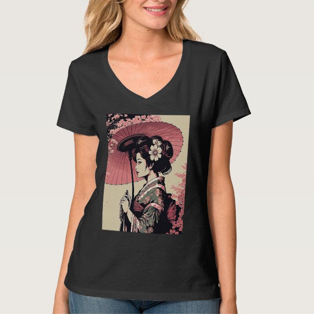 Classic Portrait Geisha T Shirt (Framsida)