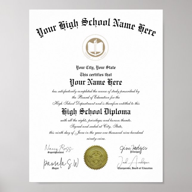 Classic portrait High School Diploma  Poster (Framsidan)