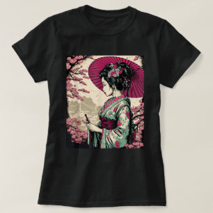 Classic Porträtt Geisha Japanska T Shirt