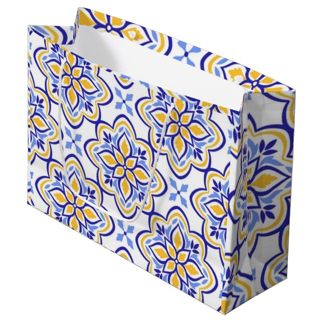 Classic Portuguese Blue and Gold Mediterranean Flo (Framsidan Vinklad)