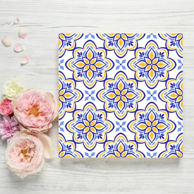 Classic Portuguese Blue and Gold Mediterranean Flo Kakelplatta (Skapare uppladdad)