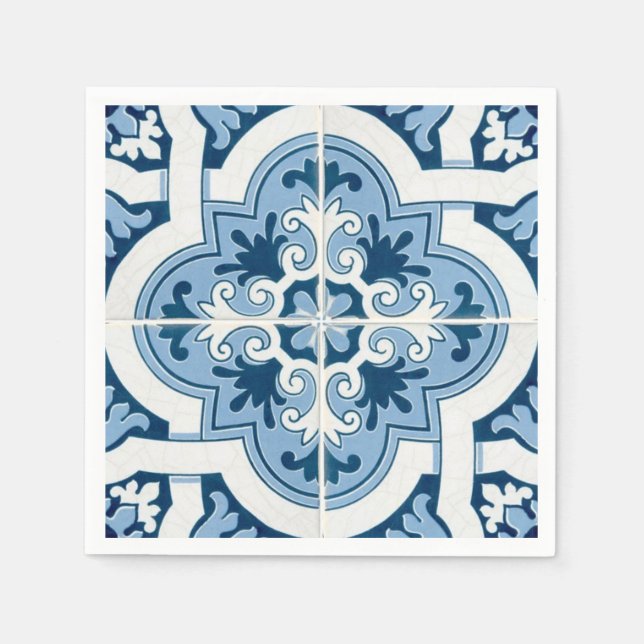 Classic Portuguese  Blue and White Mediterranean P Pappersservett (Framsidan)