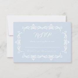 Classic Powder Blue Ornately Framed Wedding OSA Kort
