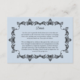 Classic Powder Blue Ornately Framed Wedding Tilläggskort