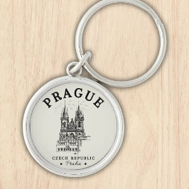 Classic Prague Czech Republic Landscape Rund Silverfärgad Nyckelring
