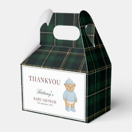 Classic Preppy Bear Designer Plaid Baby Shower Presentaskar