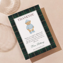 Classic Preppy Bear Designer Plaid Baby Shower Tack Kort